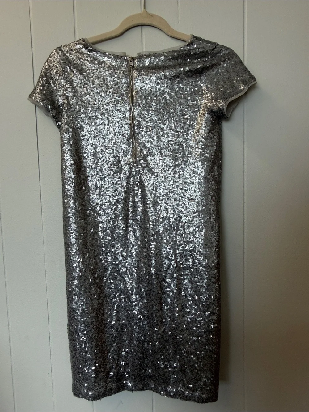 Gap Girls Silver Sequin Short Sleeve Party Dress